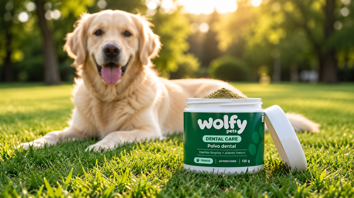 Presentación del pote Wolfy Dental Care